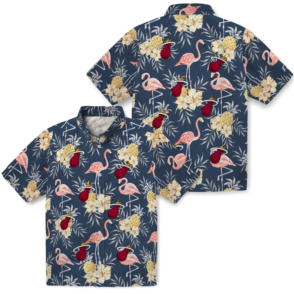 Miami Heat Hawaiian Shirt - Flamingo Hibiscus | Hula Hawaiian Shirts