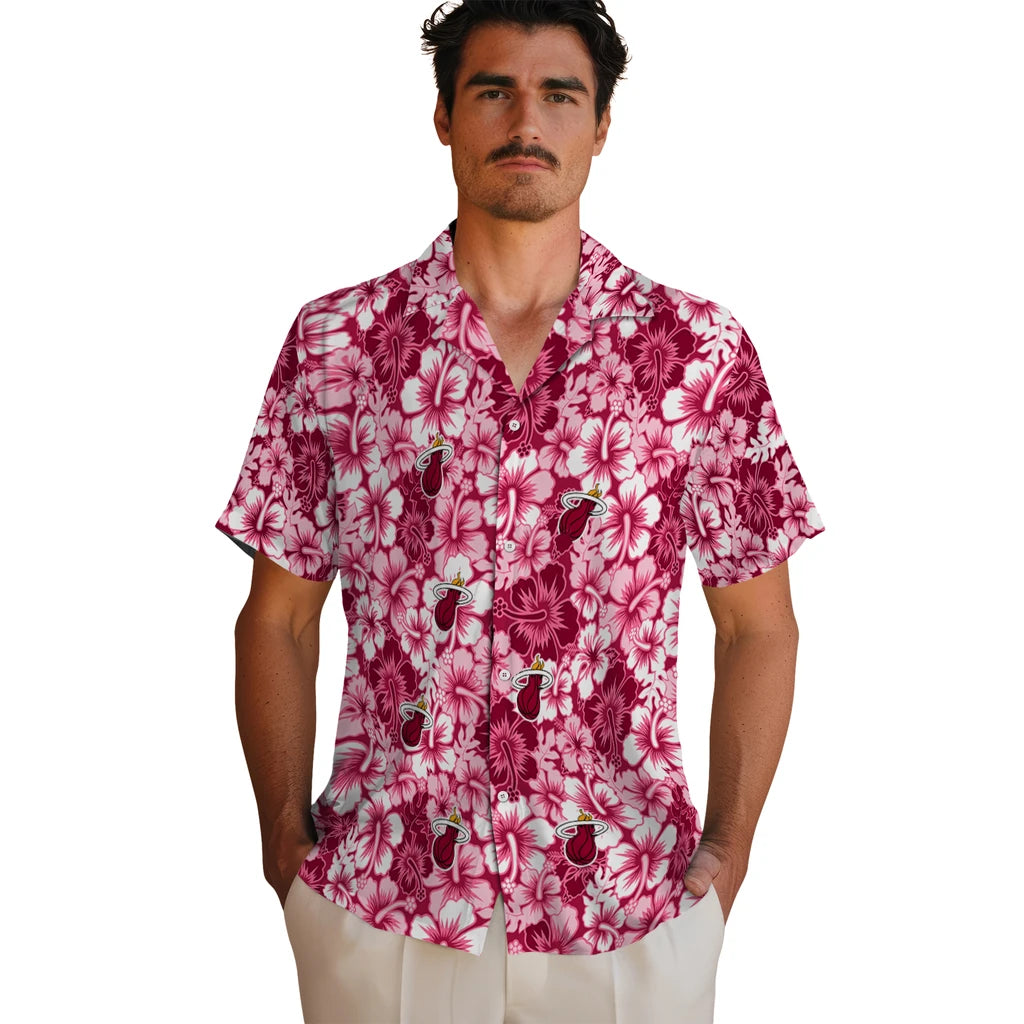 Miami Heat Hawaiian Shirt - Hibiscus Blooms | Hula Hawaiian Shirts