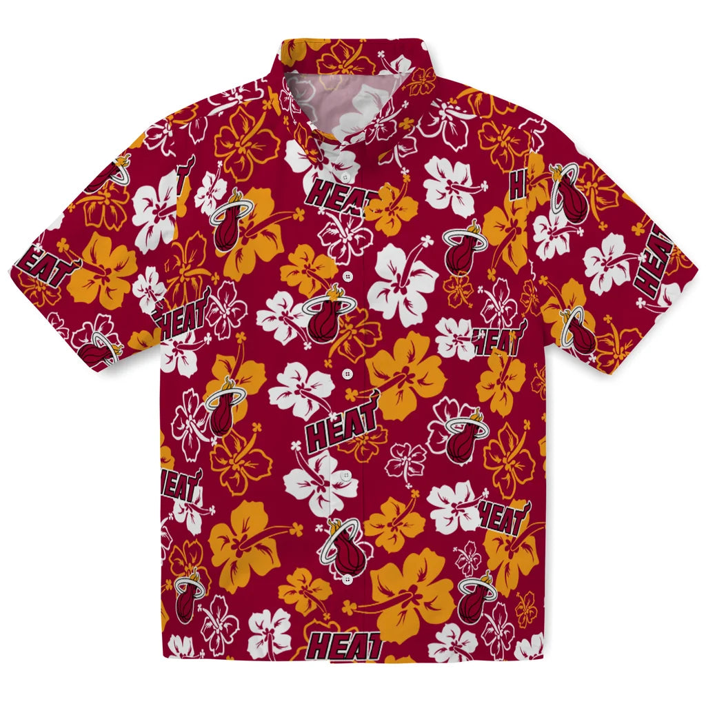 Miami Heat Hawaiian Shirt - Hibiscus Flower Design | Hula Hawaiian Shirts