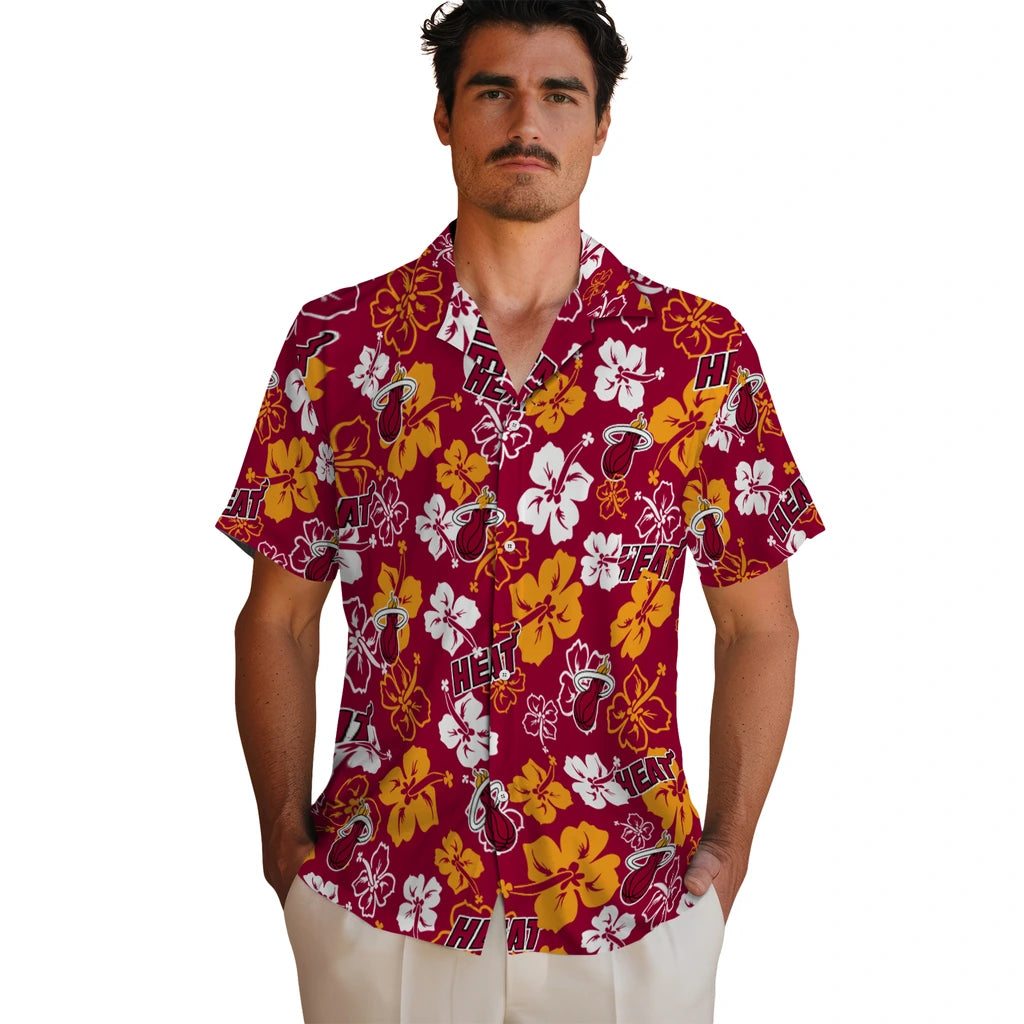 Miami Heat Hawaiian Shirt - Hibiscus Flower Design | Hula Hawaiian Shirts
