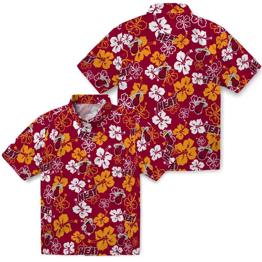 Miami Heat Hawaiian Shirt - Hibiscus Flower Design | Hula Hawaiian Shirts