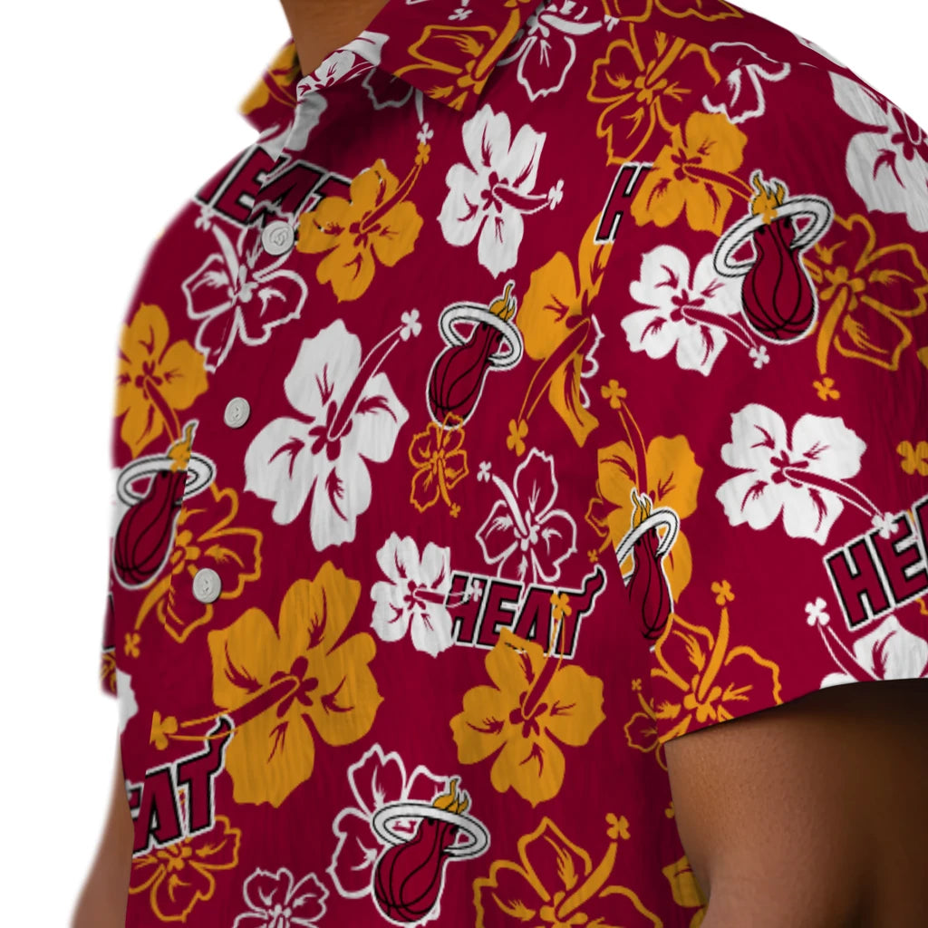 Miami Heat Hawaiian Shirt - Hibiscus Flower Design | Hula Hawaiian Shirts
