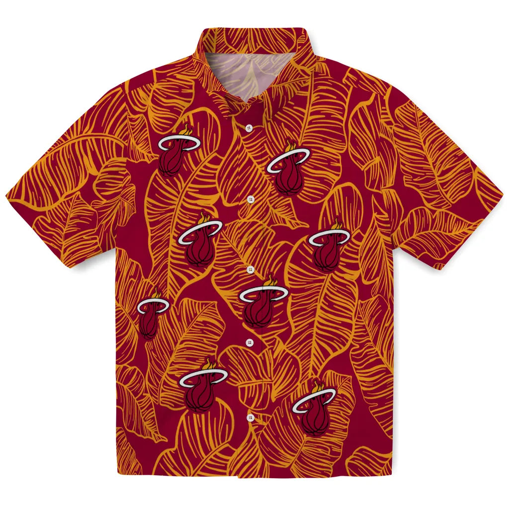 Miami Heat Hawaiian Shirt - Leaf Outline | Hula Hawaiian Shirts