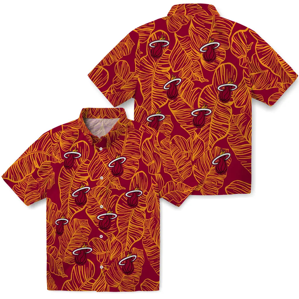 Miami Heat Hawaiian Shirt - Leaf Outline | Hula Hawaiian Shirts