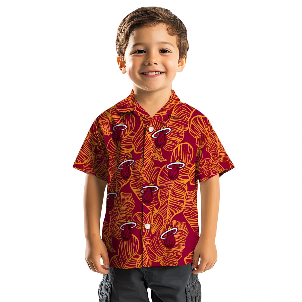 Miami Heat Hawaiian Shirt - Leaf Outline | Hula Hawaiian Shirts