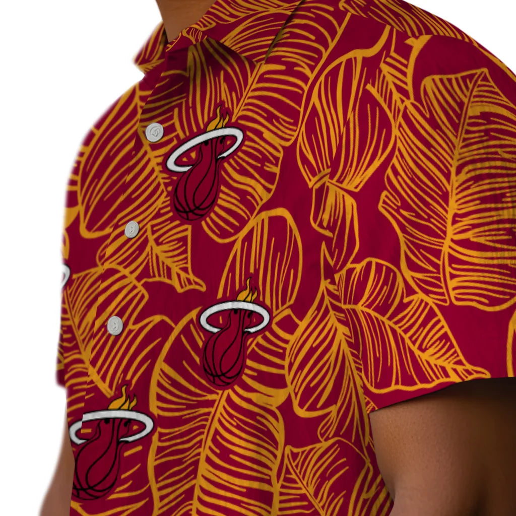 Miami Heat Hawaiian Shirt - Leaf Outline | Hula Hawaiian Shirts