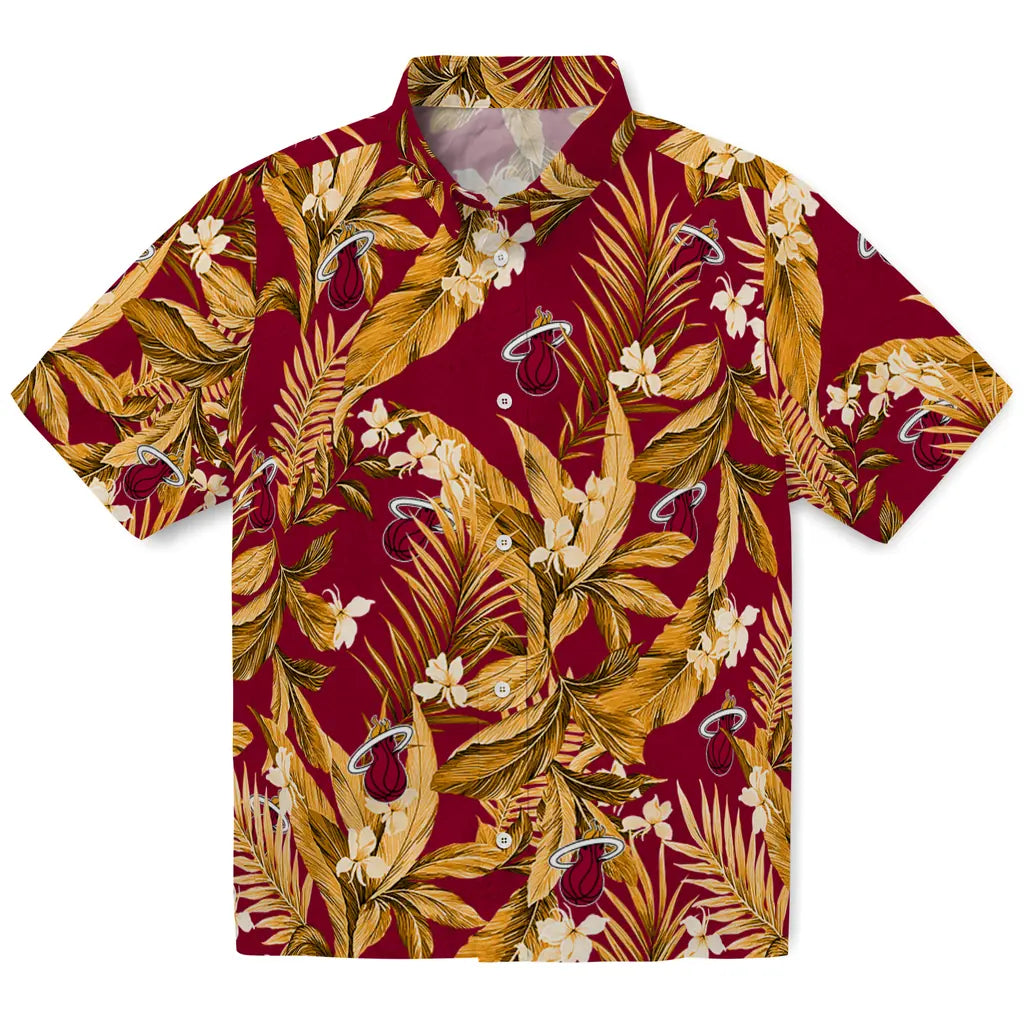 Miami Heat Hawaiian Shirt - Palm Leaves | Hula Hawaiian Shirts