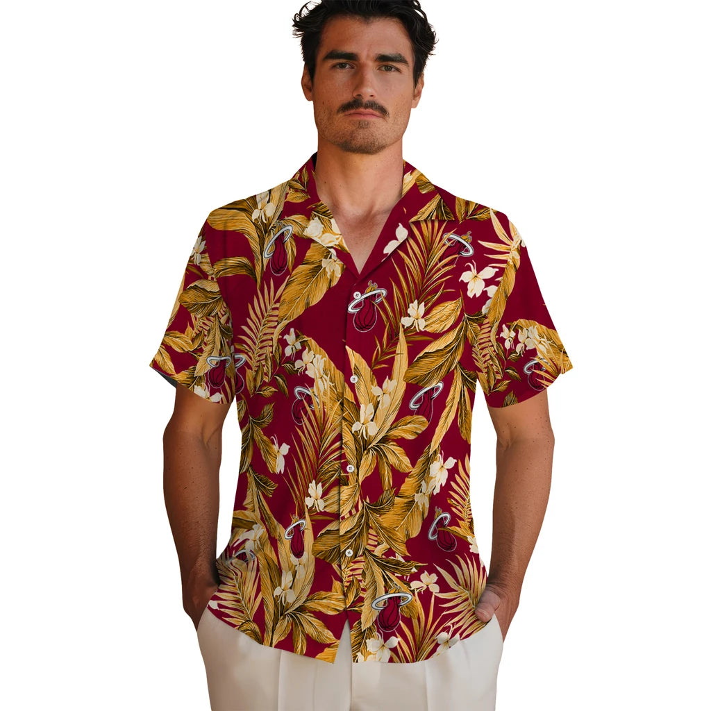 Miami Heat Hawaiian Shirt - Palm Leaves | Hula Hawaiian Shirts