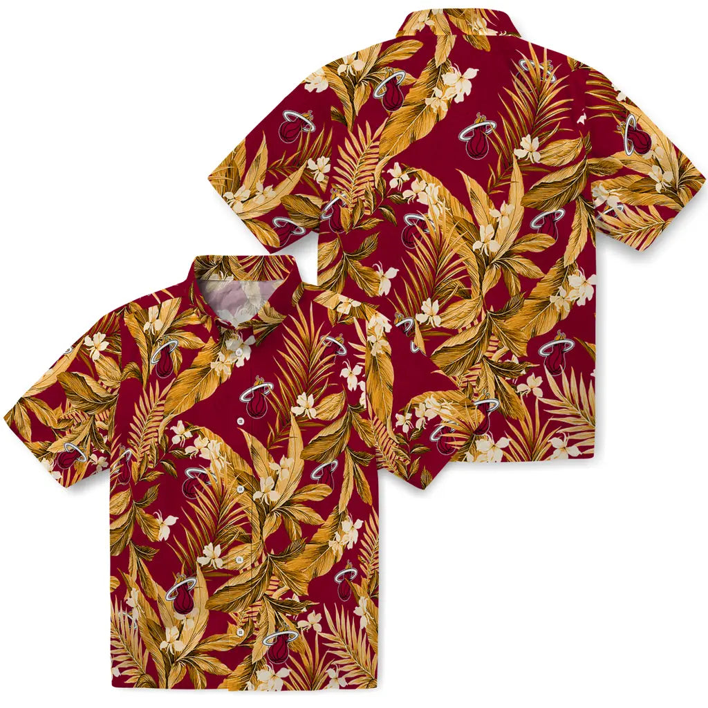 Miami Heat Hawaiian Shirt - Palm Leaves | Hula Hawaiian Shirts