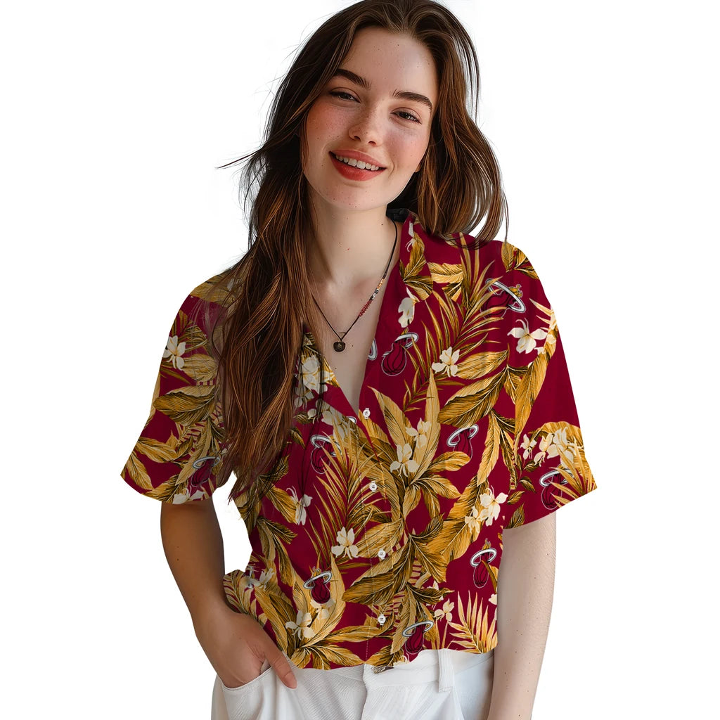Miami Heat Hawaiian Shirt - Palm Leaves | Hula Hawaiian Shirts