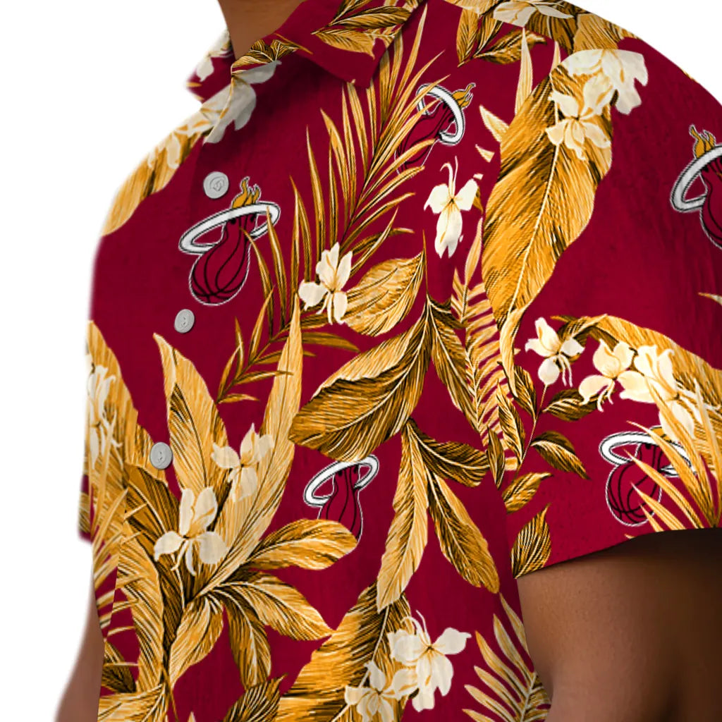 Miami Heat Hawaiian Shirt - Palm Leaves | Hula Hawaiian Shirts