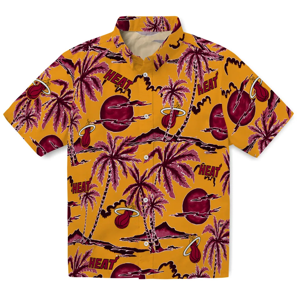 Miami Heat Hawaiian Shirt - Palm Sunset | Hula Hawaiian Shirts