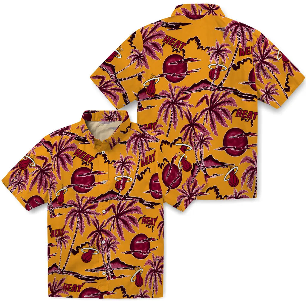 Miami Heat Hawaiian Shirt - Palm Sunset | Hula Hawaiian Shirts