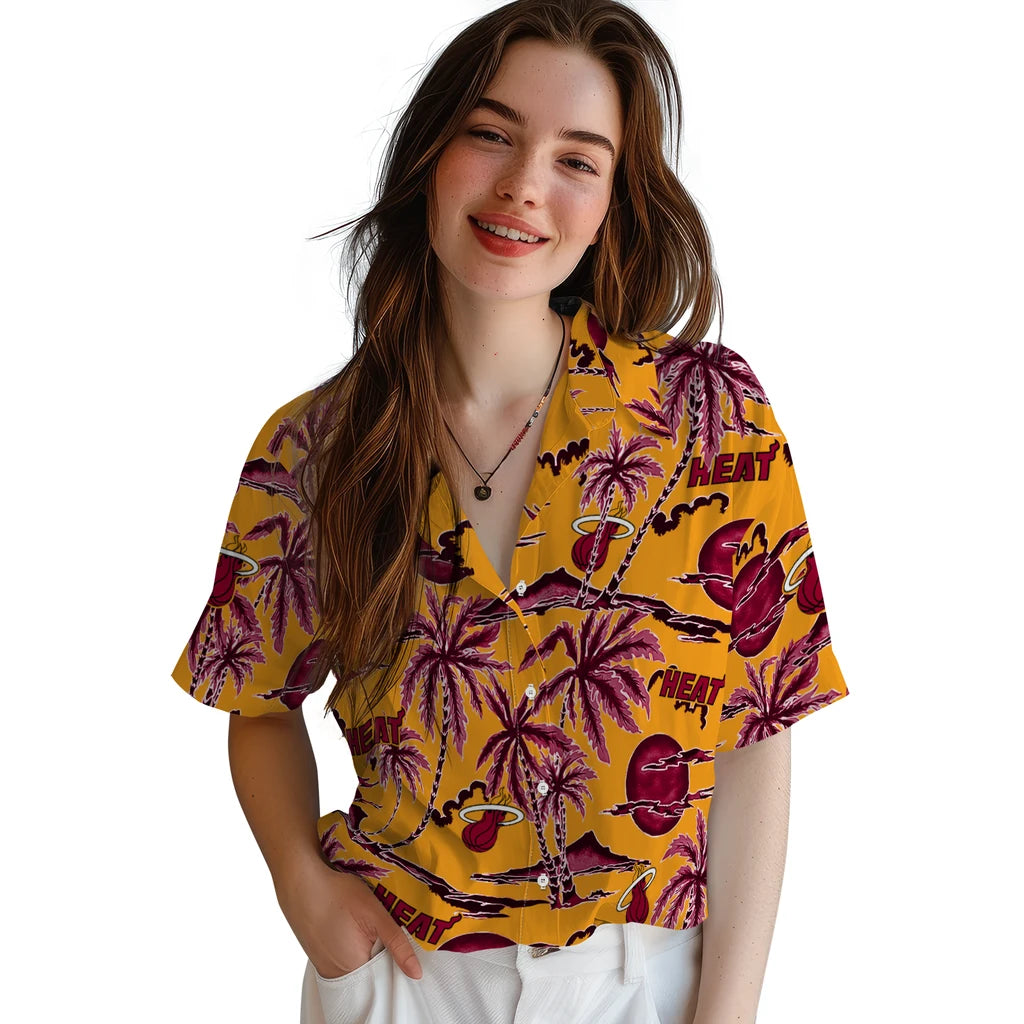 Miami Heat Hawaiian Shirt - Palm Sunset | Hula Hawaiian Shirts