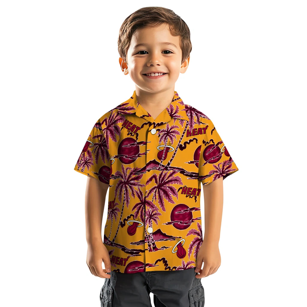 Miami Heat Hawaiian Shirt - Palm Sunset | Hula Hawaiian Shirts