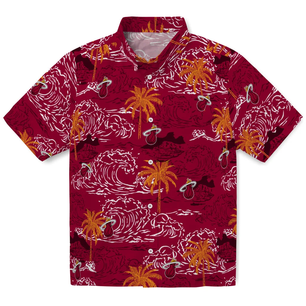 Miami Heat Hawaiian Shirt - Wave Palm | Hula Hawaiian Shirts