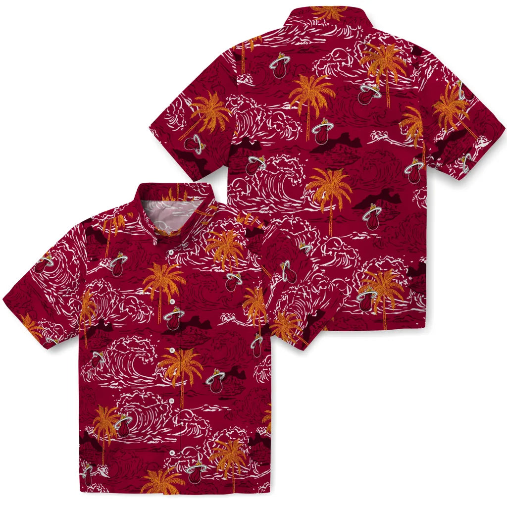 Miami Heat Hawaiian Shirt - Wave Palm | Hula Hawaiian Shirts