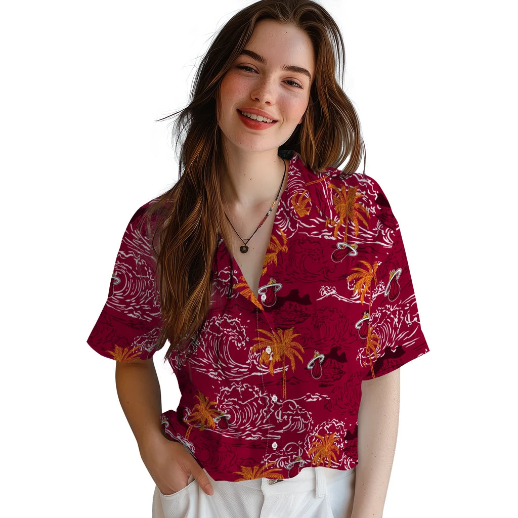 Miami Heat Hawaiian Shirt - Wave Palm | Hula Hawaiian Shirts