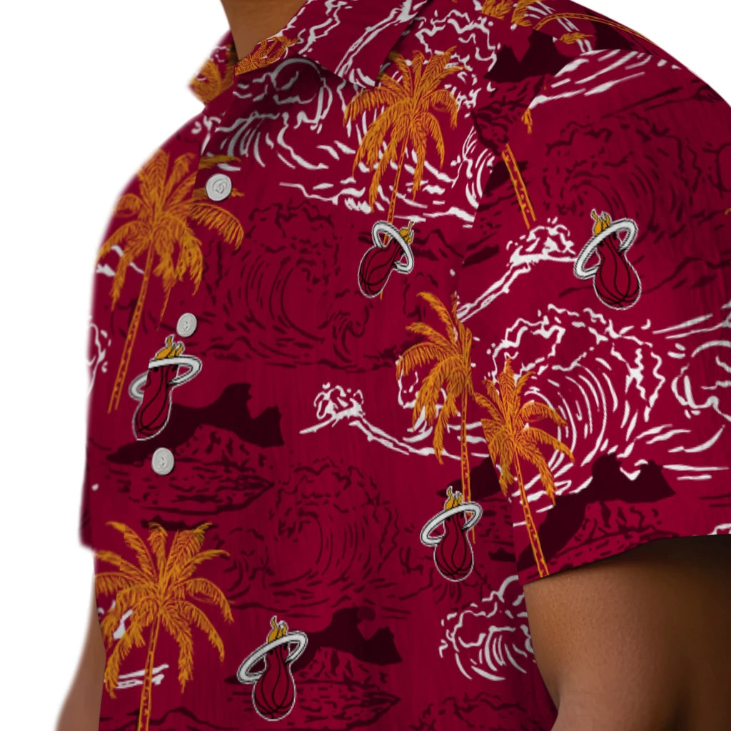 Miami Heat Hawaiian Shirt - Wave Palm | Hula Hawaiian Shirts