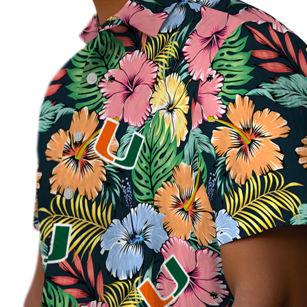 Miami Hurricanes Hawaiian Shirt - Brilliant Hibiscus Garden | Hula Hawaiian Shirts