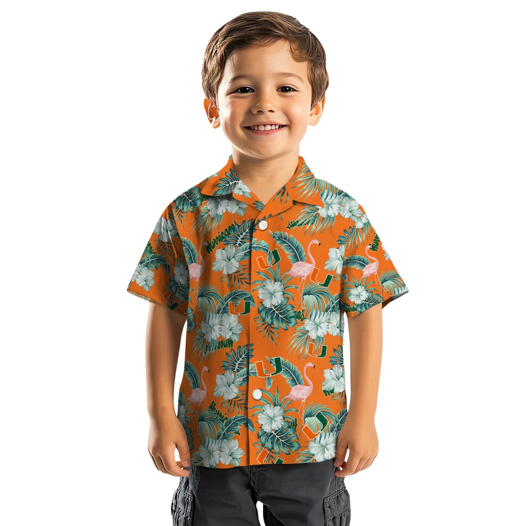 Miami Hurricanes Hawaiian Shirt - Flamingo and Hibiscus | Hula Hawaiian Shirts