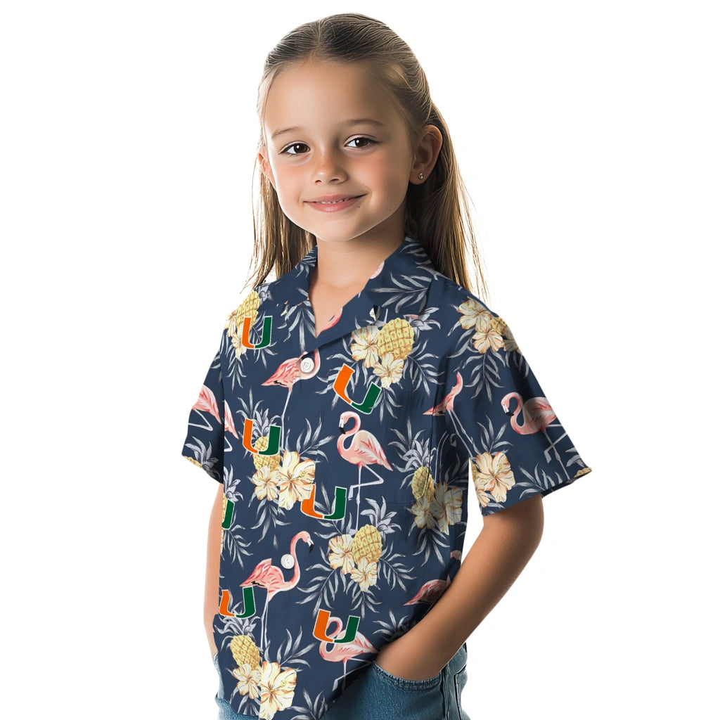 Miami Hurricanes Hawaiian Shirt - Flamingo Hibiscus | Hula Hawaiian Shirts