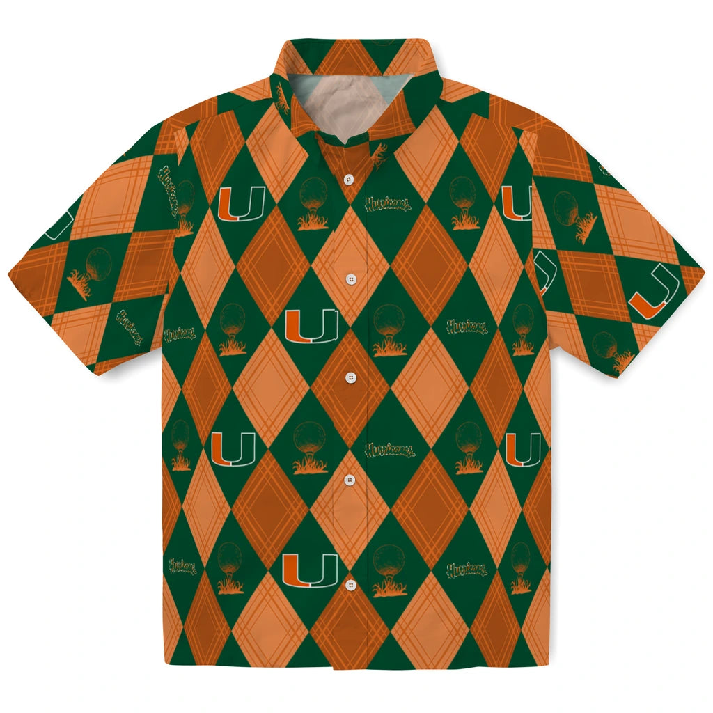 Miami Hurricanes Hawaiian Shirt - Golfing Plaid | Hula Hawaiian Shirts