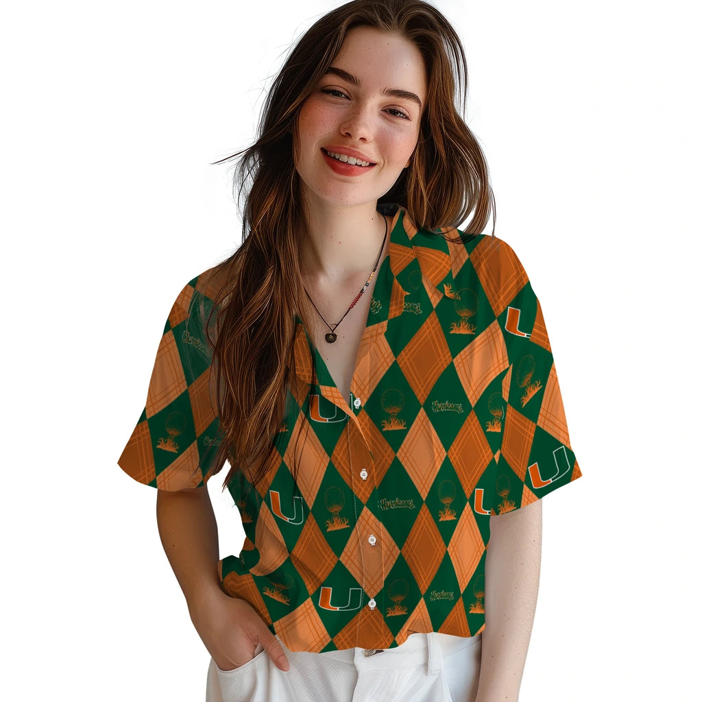 Miami Hurricanes Hawaiian Shirt - Golfing Plaid | Hula Hawaiian Shirts