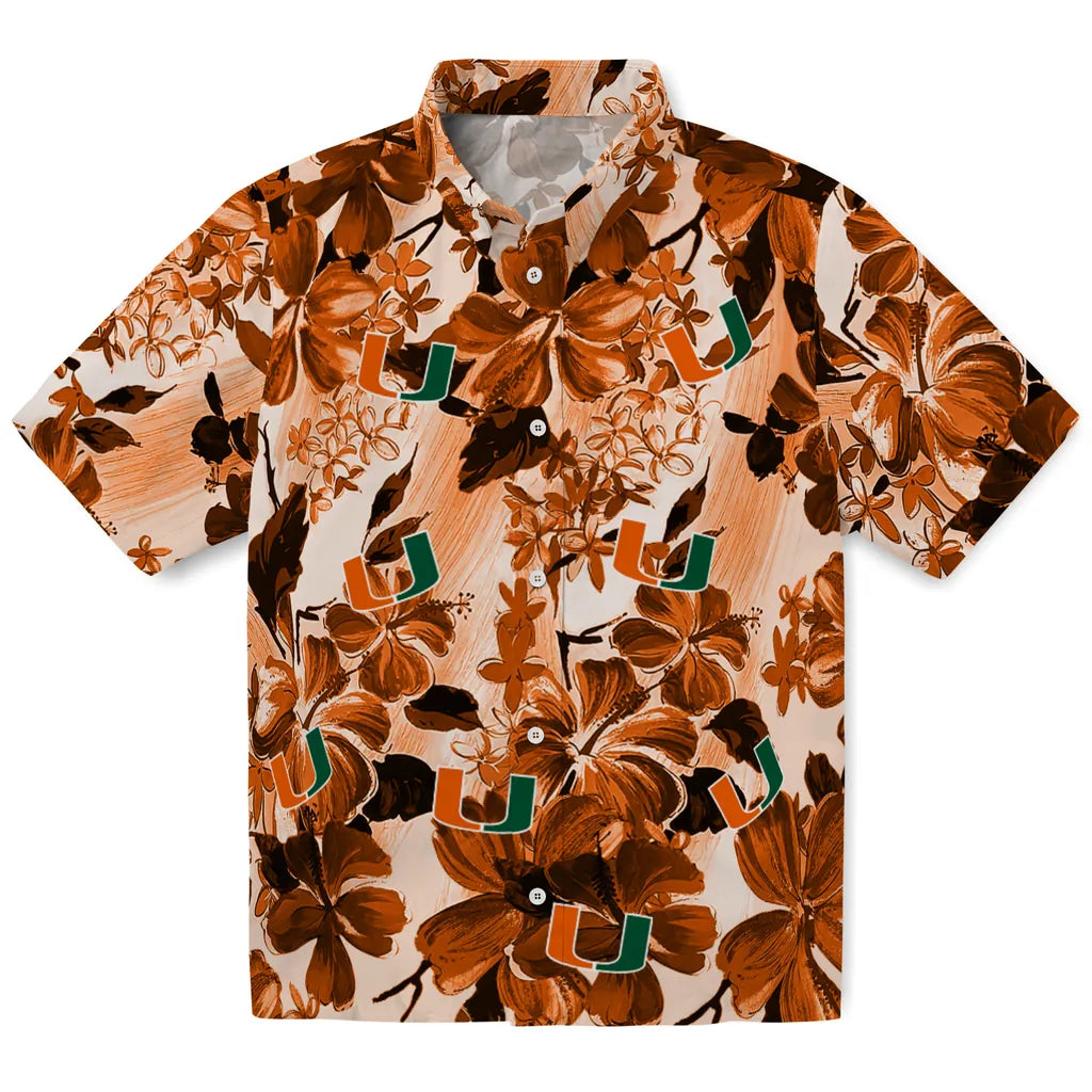 Miami Hurricanes Hawaiian Shirt - Hibiscus Arrangement | Hula Hawaiian Shirts
