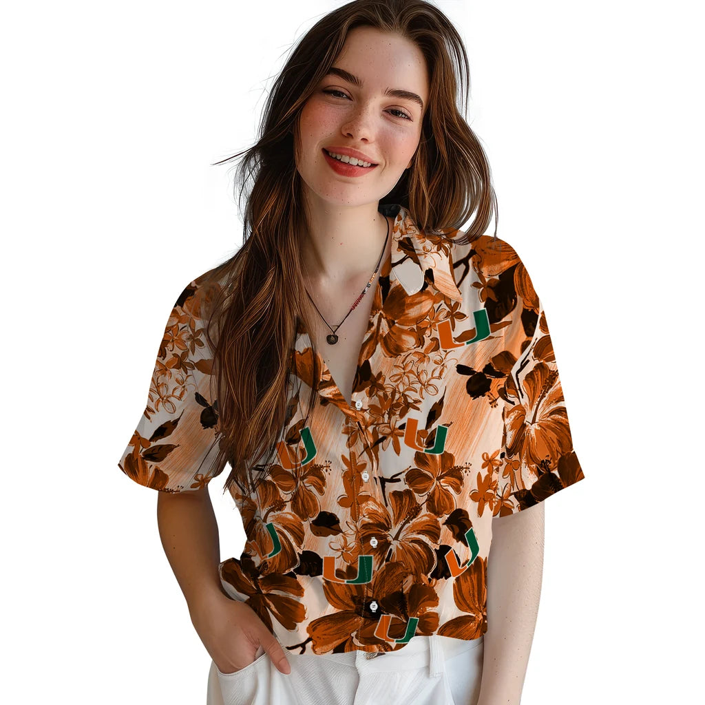 Miami Hurricanes Hawaiian Shirt - Hibiscus Arrangement | Hula Hawaiian Shirts