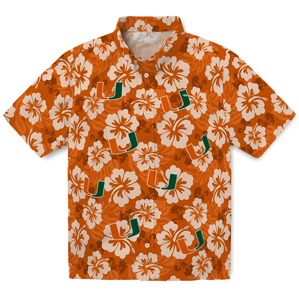 Miami Hurricanes Hawaiian Shirt - Hibiscus Cluster | Hula Hawaiian Shirts
