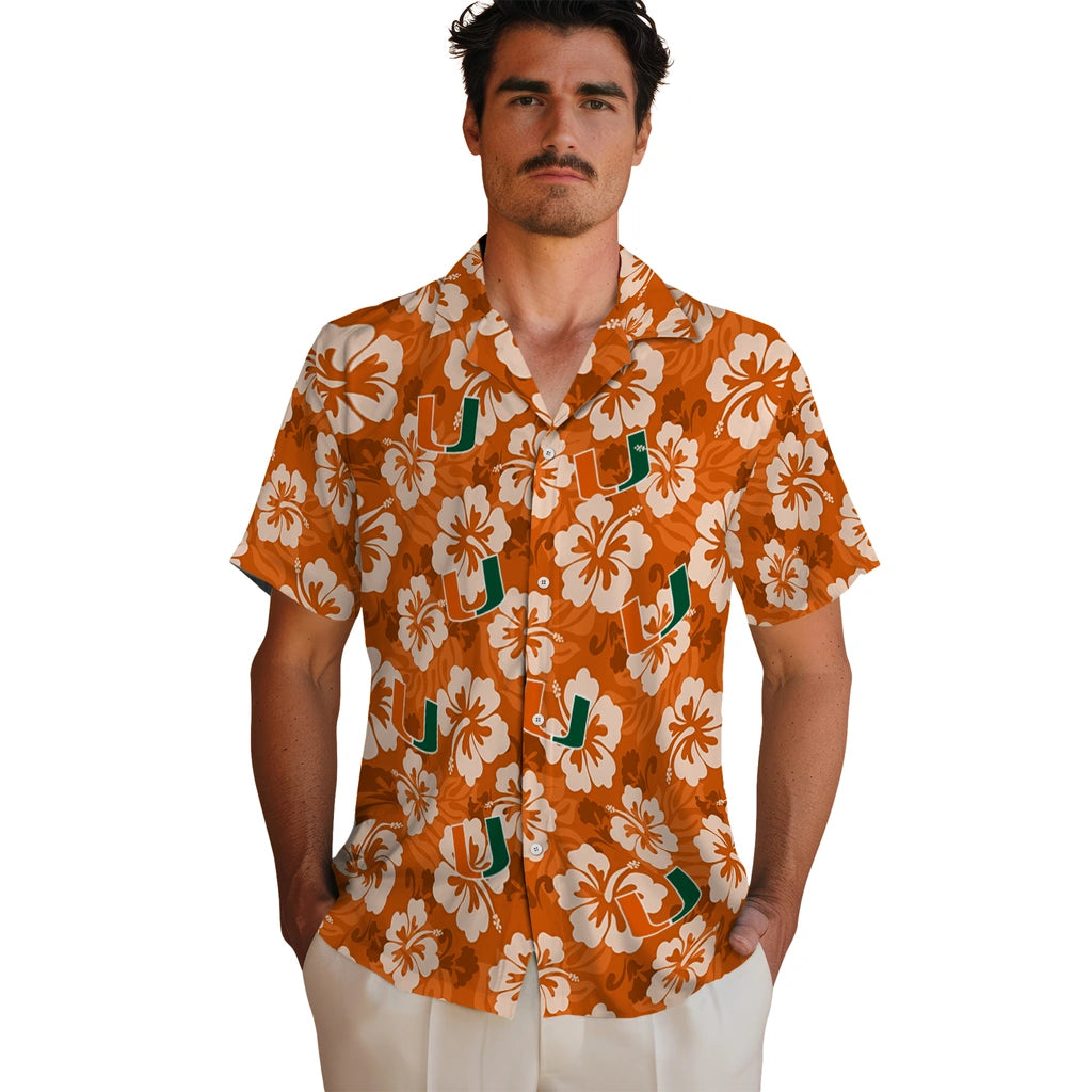 Miami Hurricanes Hawaiian Shirt - Hibiscus Cluster | Hula Hawaiian Shirts