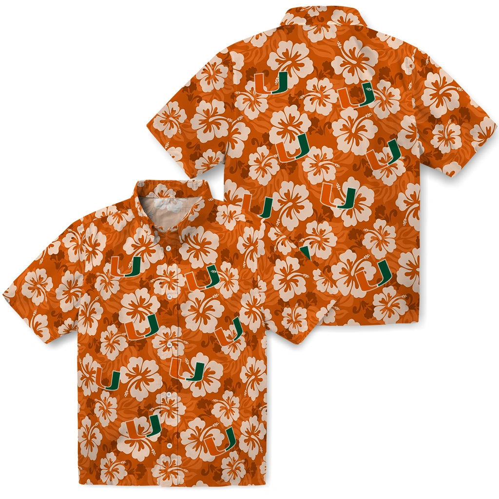 Miami Hurricanes Hawaiian Shirt - Hibiscus Cluster | Hula Hawaiian Shirts