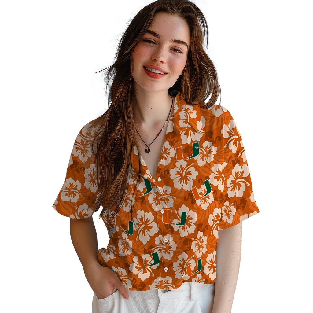 Miami Hurricanes Hawaiian Shirt - Hibiscus Cluster | Hula Hawaiian Shirts