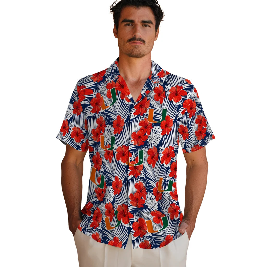 Miami Hurricanes Hawaiian Shirt - Hibiscus Fiesta | Hula Hawaiian Shirts