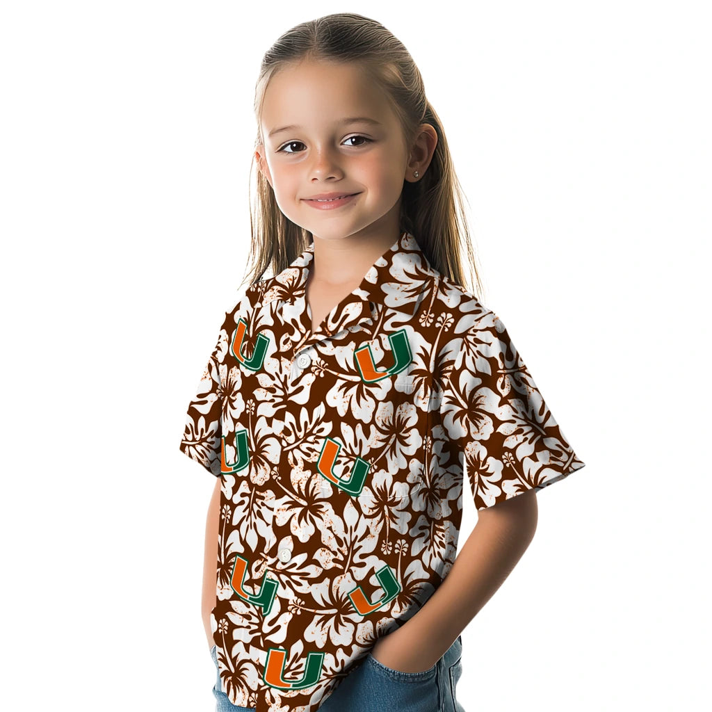 Miami Hurricanes Hawaiian Shirt - Hibiscus Motif | Hula Hawaiian Shirts