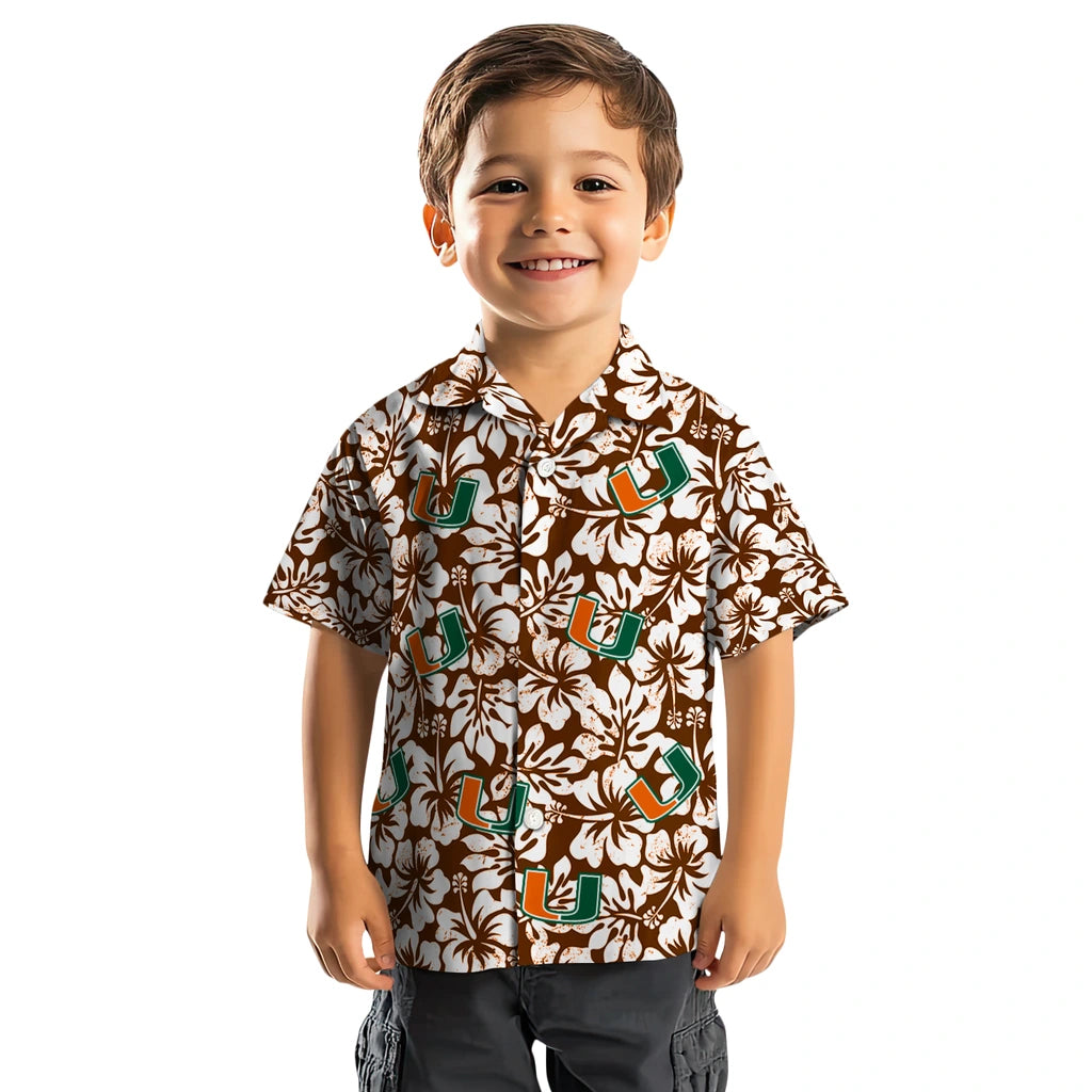 Miami Hurricanes Hawaiian Shirt - Hibiscus Motif | Hula Hawaiian Shirts
