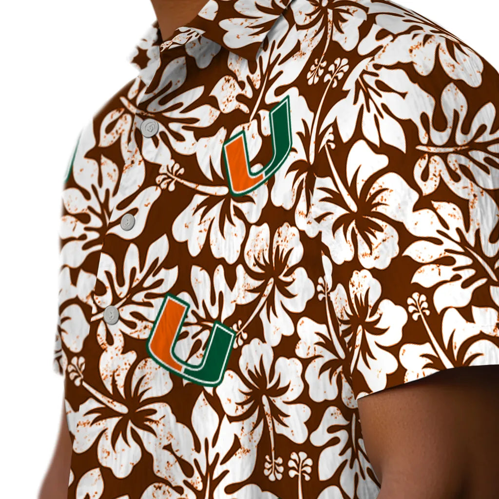 Miami Hurricanes Hawaiian Shirt - Hibiscus Motif | Hula Hawaiian Shirts