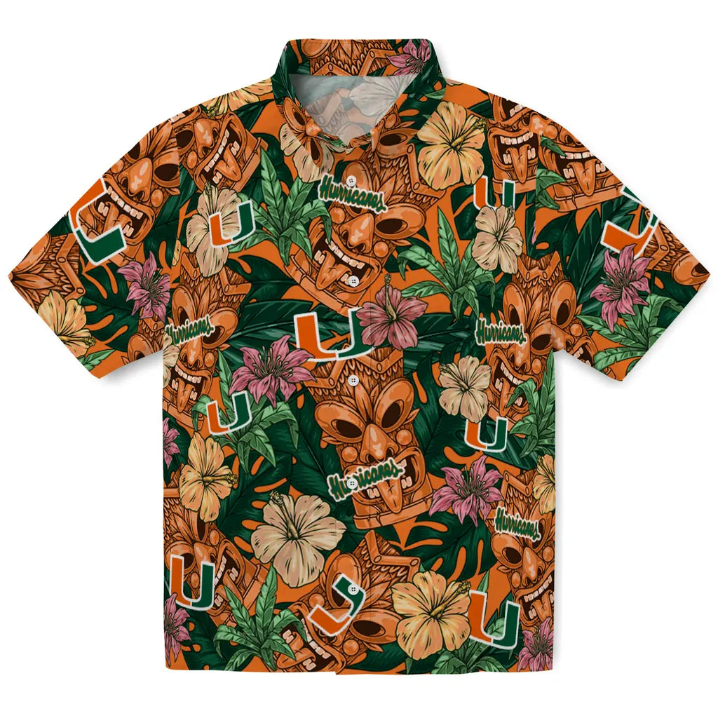 Miami Hurricanes Hawaiian Shirt - Hibiscus Tiki Jungle | Hula Hawaiian Shirts
