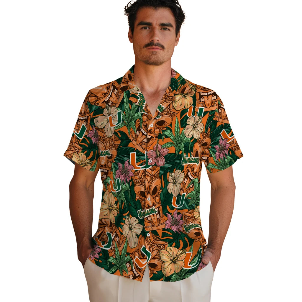 Miami Hurricanes Hawaiian Shirt - Hibiscus Tiki Jungle | Hula Hawaiian Shirts