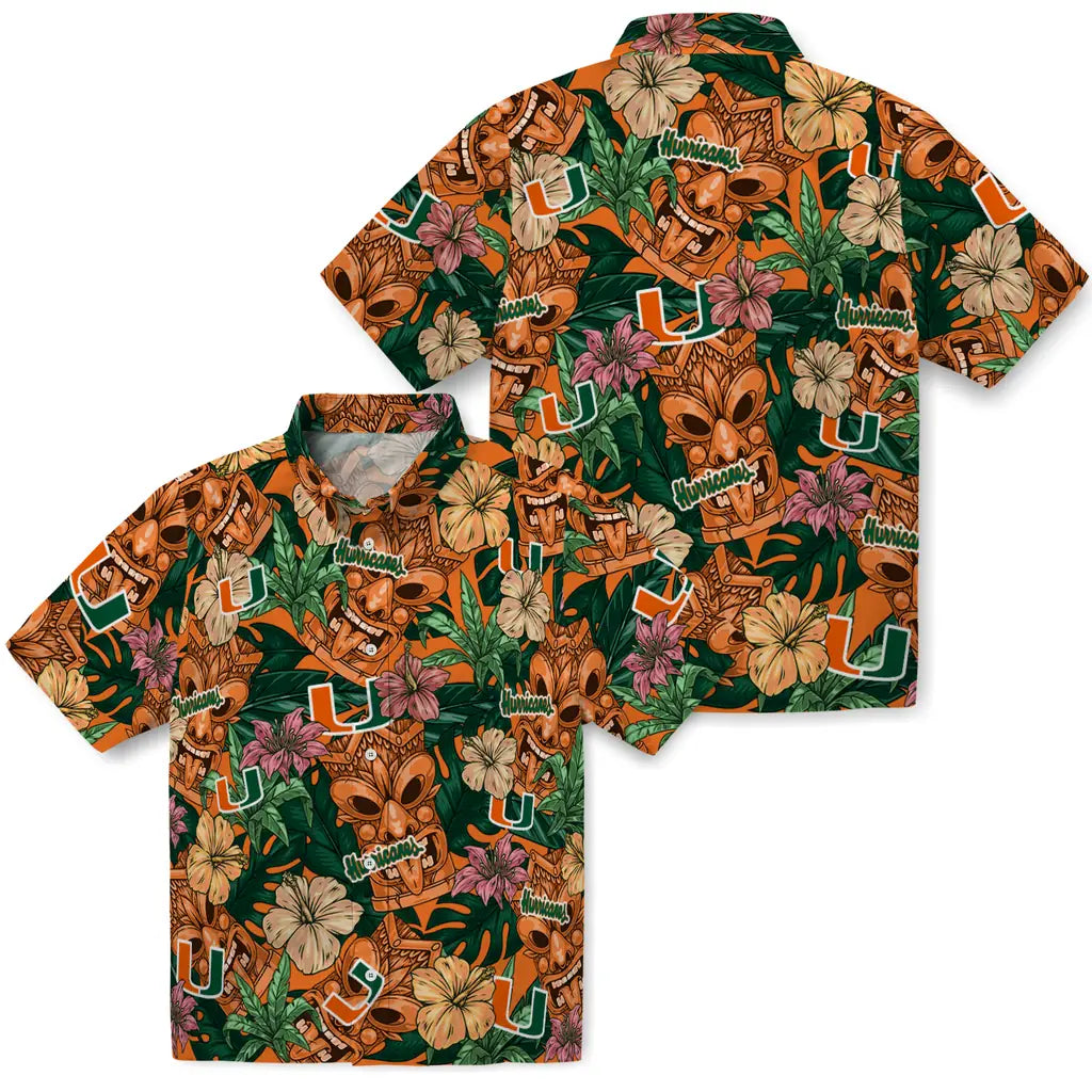 Miami Hurricanes Hawaiian Shirt - Hibiscus Tiki Jungle | Hula Hawaiian Shirts