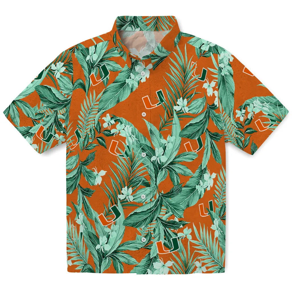 Miami Hurricanes Hawaiian Shirt - Palm Leaves | Hula Hawaiian Shirts