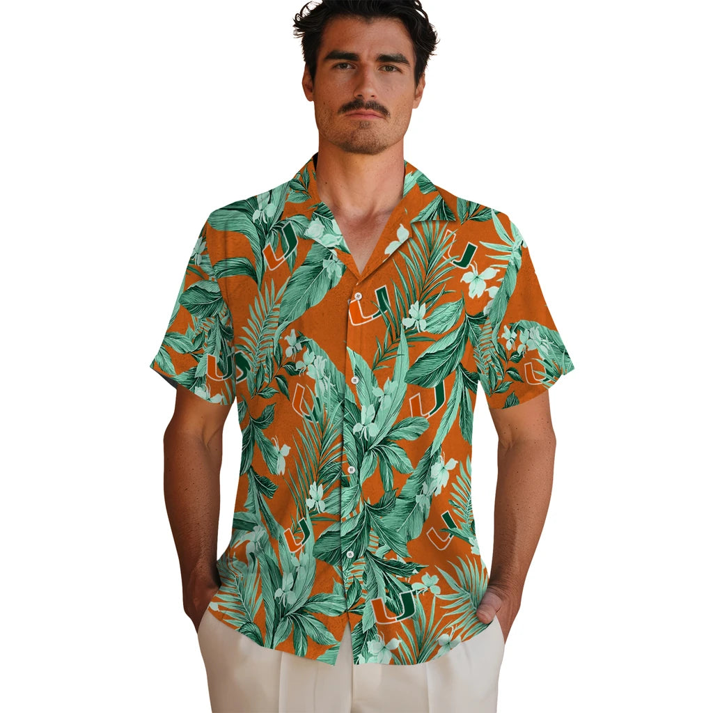 Miami Hurricanes Hawaiian Shirt - Palm Leaves | Hula Hawaiian Shirts