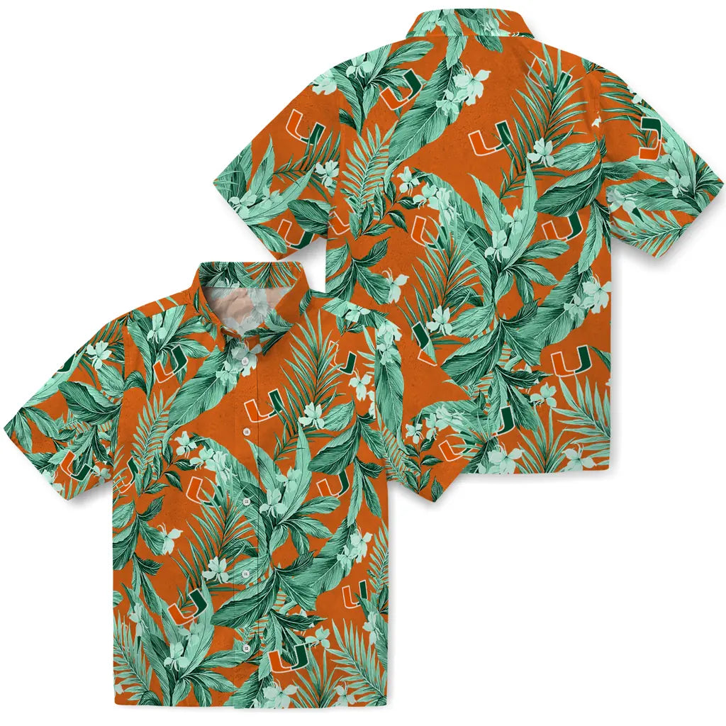 Miami Hurricanes Hawaiian Shirt - Palm Leaves | Hula Hawaiian Shirts