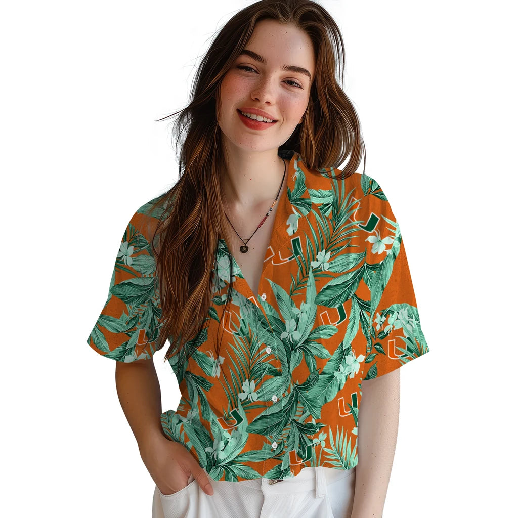 Miami Hurricanes Hawaiian Shirt - Palm Leaves | Hula Hawaiian Shirts