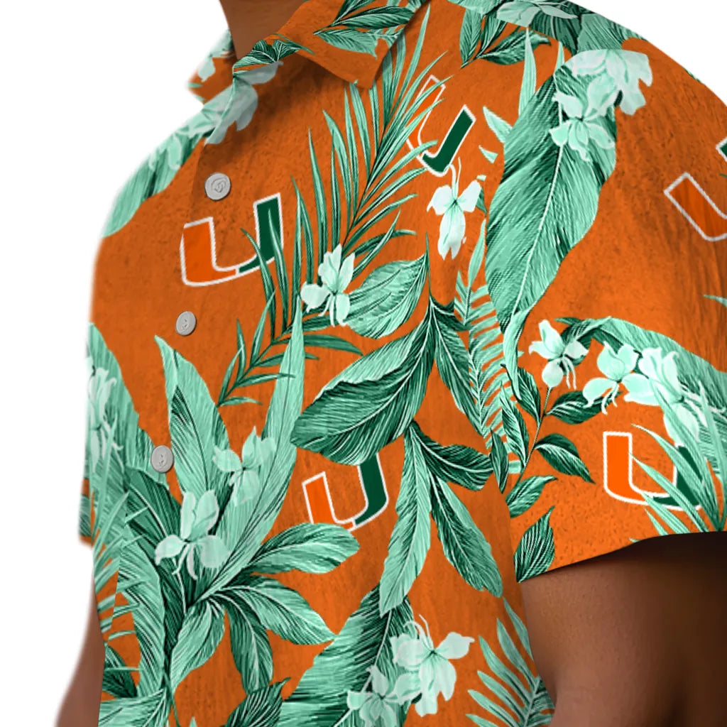 Miami Hurricanes Hawaiian Shirt - Palm Leaves | Hula Hawaiian Shirts