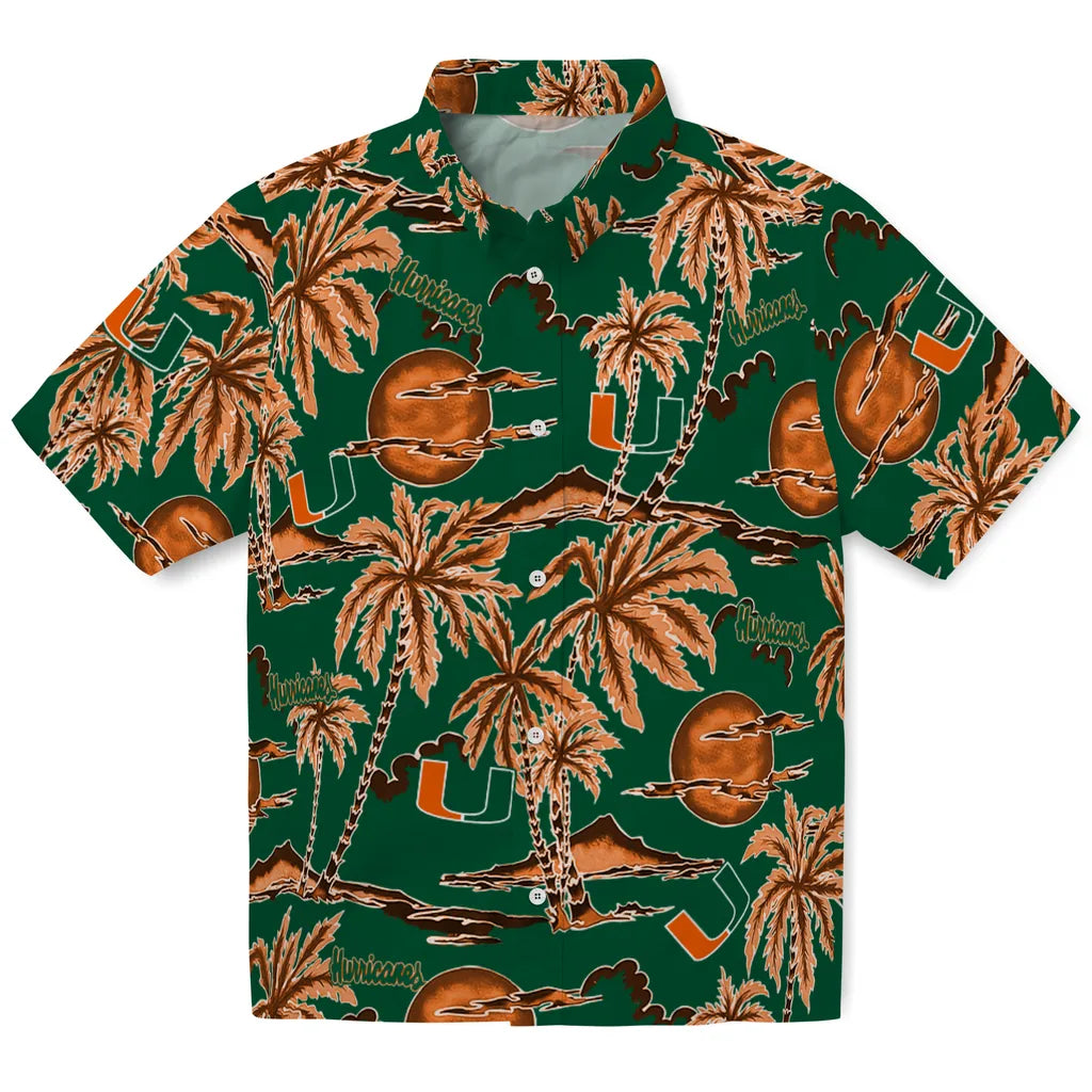 Miami Hurricanes Hawaiian Shirt - Palm Sunset | Hula Hawaiian Shirts
