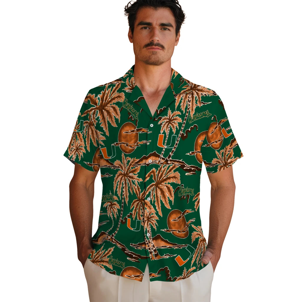 Miami Hurricanes Hawaiian Shirt - Palm Sunset | Hula Hawaiian Shirts