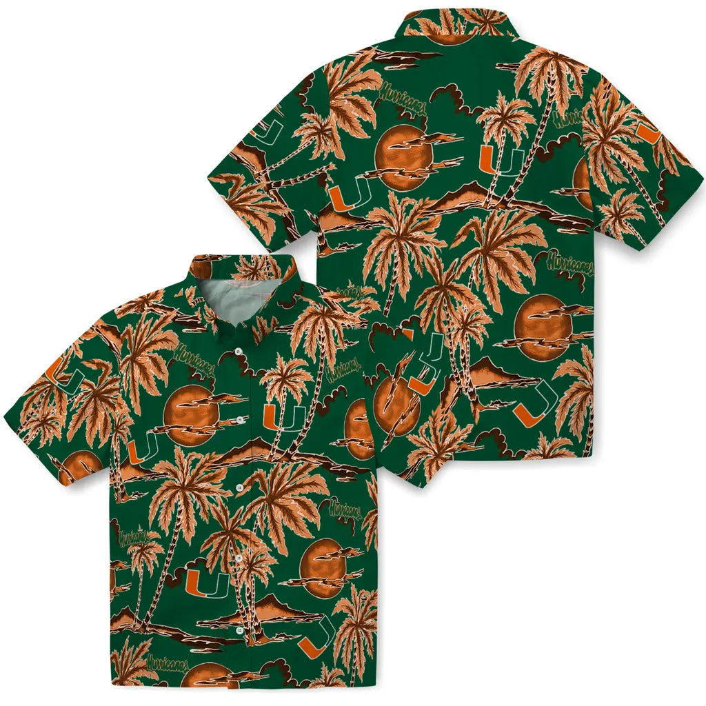 Miami Hurricanes Hawaiian Shirt - Palm Sunset | Hula Hawaiian Shirts