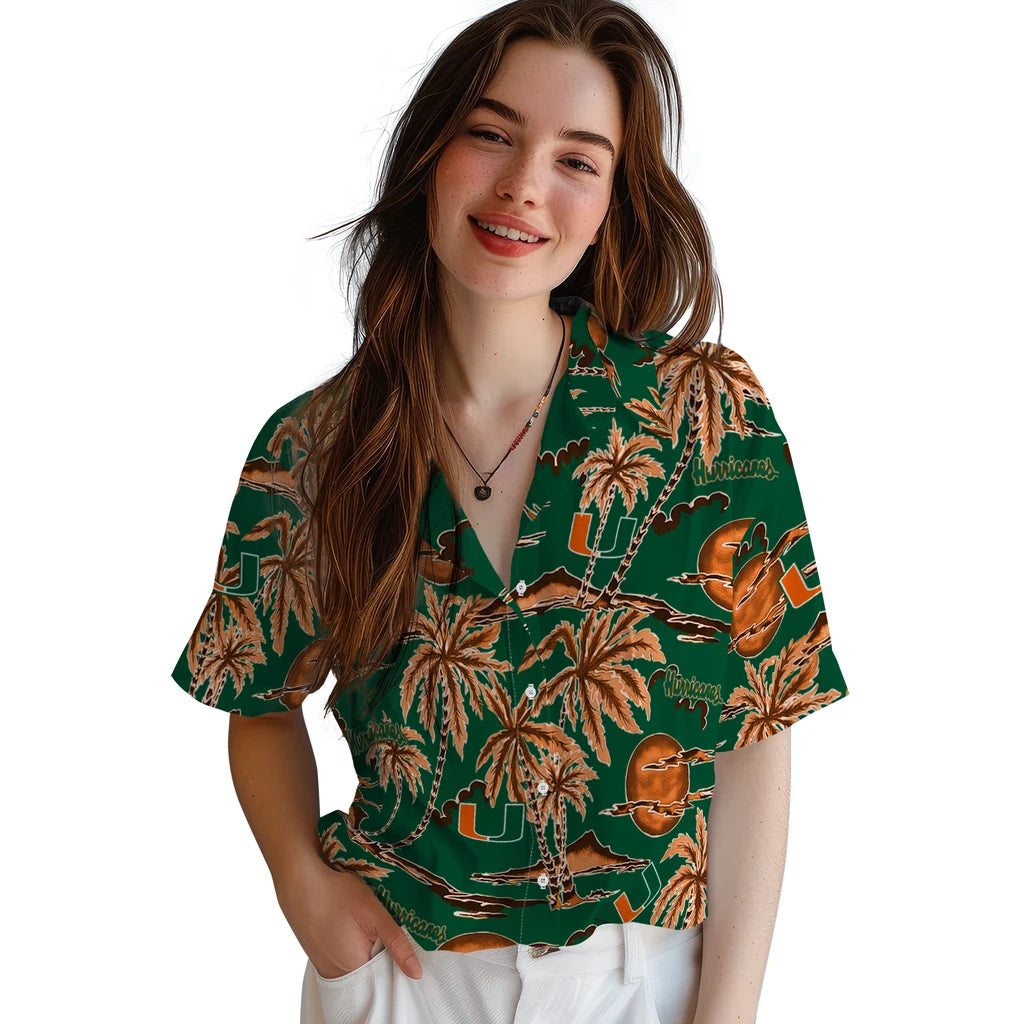 Miami Hurricanes Hawaiian Shirt - Palm Sunset | Hula Hawaiian Shirts